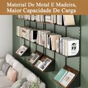 Ver imagem 7 de Prateleira de Parede Modular em Metal e Madeira Rústica com 8 Nichos para Sala e Escritório