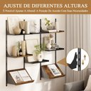Ver imagem 5 de Prateleira de Parede Modular em Metal e Madeira Rústica com 8 Nichos para Sala e Escritório