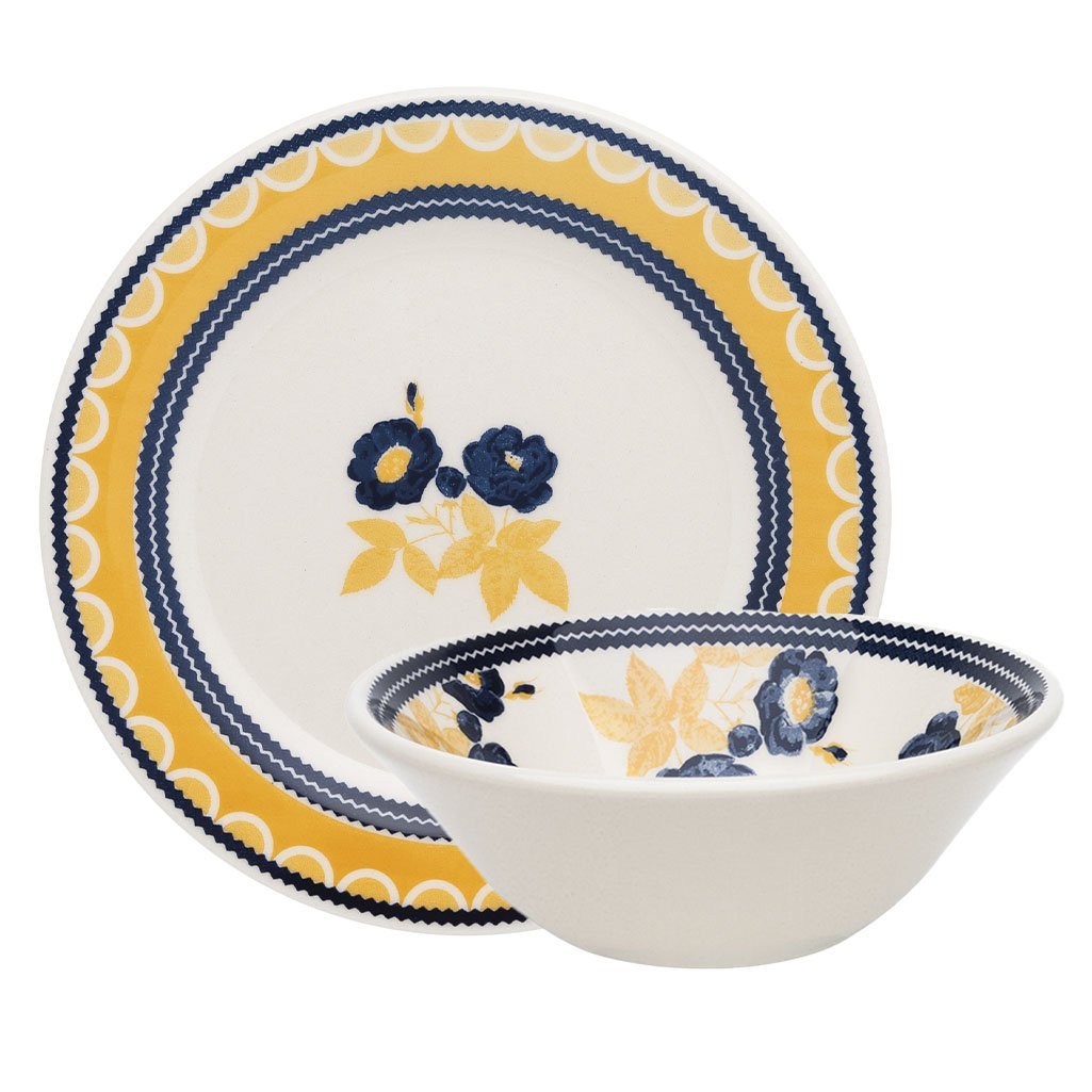 Kit Tigelas Bowl e Pratos de Sobremesa 16 Peças Donna Giardino Oxford Cerâmica