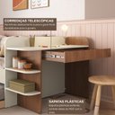Ver mais imagens de Cama de Solteiro Funcional Infantil com Escrivaninha e Cama Auxiliar 100% MDF Premium Helena Marrom/Off White/Castanho