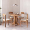 Ver imagem 6 de Conjunto Mesa Jantar Redonda 90cm 4 Cadeiras Madeira Maciça Capri Amêndoa Cbmjrc90
