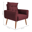 Ver imagem 2 de Poltrona Decorativa para Sala Arcos Veludo Vinho
