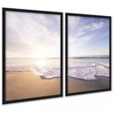 Ver imagem 1 de Kit 2 Quadros Praia Mar Complementares 33x24cm:moldura Preta