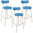 Ver imagem 1 de Kit 03 Banquetas Alta Bar Cozinha Sala de Jantar Aço Milão Arena L02 Linho Azul - Lyam Decor