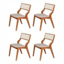 Ver imagem 1 de Kit 4 Cadeiras de Jantar Luna Madeira Maciça com Rattan Natural e Braços Curvos Espresso Móveis