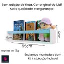 Ver imagem 3 de Kit 2 Prateleiras de Livros Criança Nicho de Parede Livreiro Colorido 55cm:AZUL CLARO