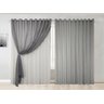 cortina sala voal liso cinza com forro branco 4,00x2,50 - 1