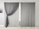 Ver imagem 1 de cortina sala voal liso cinza com forro branco 4,00x2,50