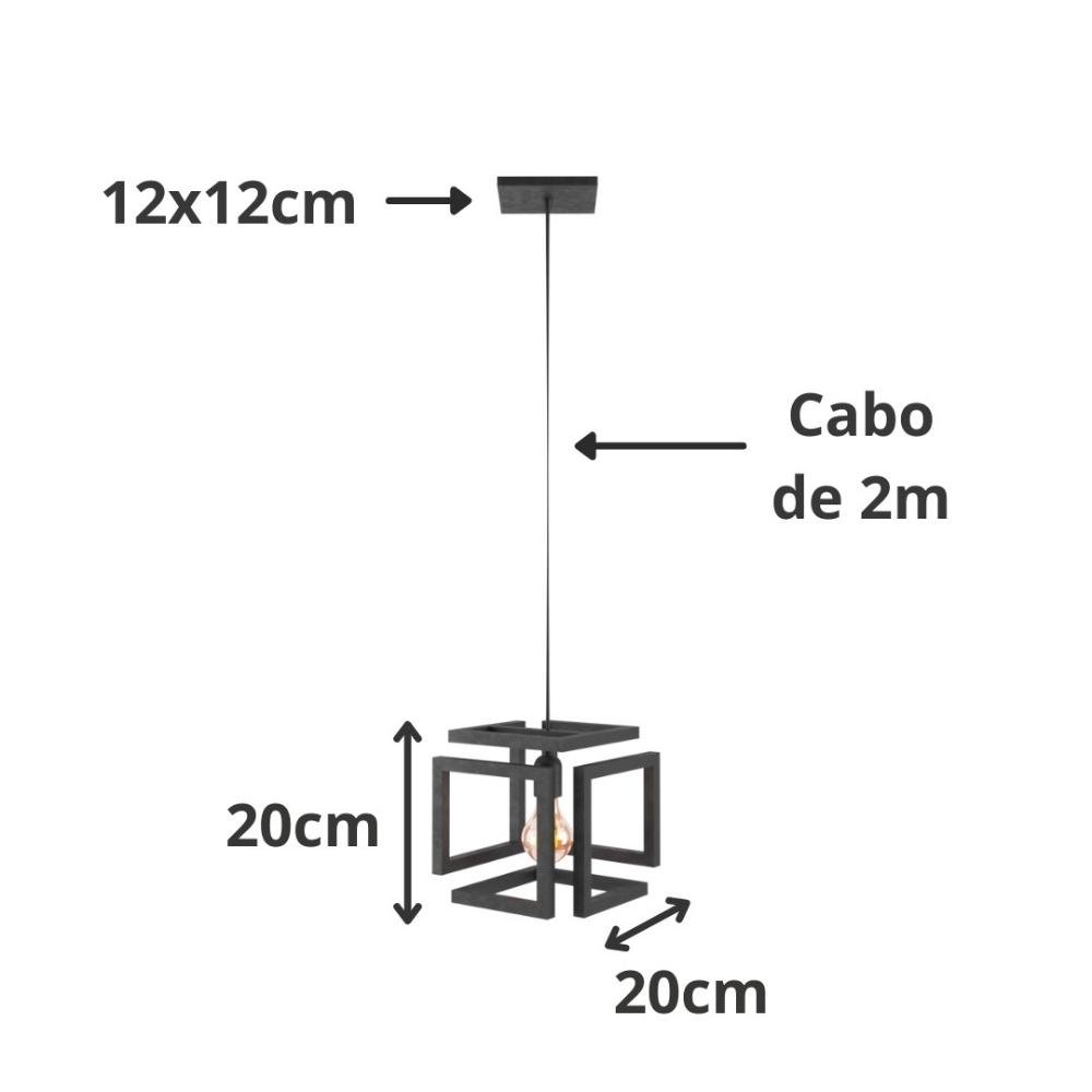 Kit 2 Pendentes Luminária Infinity Industrial Preto - 5