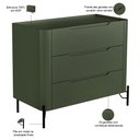 Ver imagem 2 de Cômoda para Quarto Closet Orgânica 3 Gavetas Pés Industrial Preto Bliss I03 Musgo - Lyam Decor