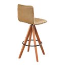 Ver imagem 5 de Banqueta Giratória com Encosto Estofado e Base em Madeira Castanho – Lucy Exclusiva Courino Durango