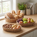 Ver imagem 1 de Kit 3 Cestos Organizadores Fibra Natural Oval Trançado Decoração Rústica