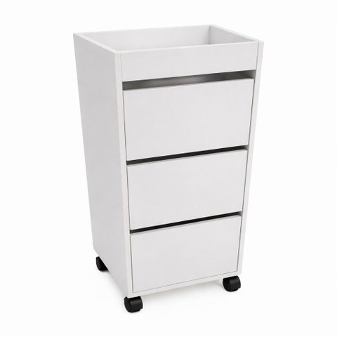 Carrinho Auxiliar Gaveteiro Profissional Madeira Mdf com 3 Gavetas - Branco