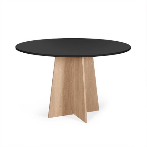 Mesa de Jantar Redonda 120cm 6 Lugares Isabela MDF Preto e Jade - Straub Web