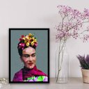 Ver imagem 2 de Quadro Frida Geométrico Colorido 45x34cm:Madeira preta