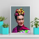 Ver imagem 1 de Quadro Frida Geométrico Colorido 45x34cm:Madeira preta