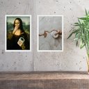 Ver imagem 2 de Kit 2 Quadros Divertidos Banheiro - Paródia Pinturas 33x24cm - com Vidro:moldura Branca