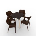 Ver imagem 1 de Conjunto Mesa Atto Rattan com Pé Madeira e 4 Cadeiras Relic