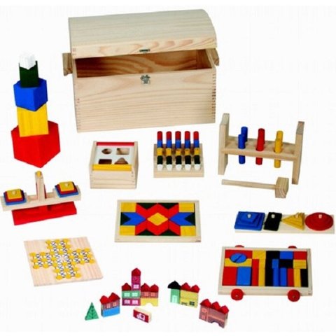 Brinquedos De Madeira - Baú Educativo 10 Brinquedos