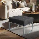 Ver imagem 3 de Kit 02 Puffs Lisa Suede Grafite Base Metálica Industrial Prata