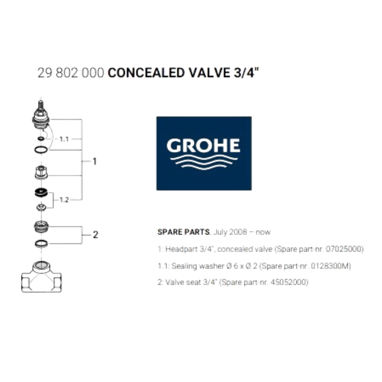 Reparo Cartucho Mvs 3/4 Registro Grohe 07025000 - 5