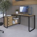 Ver mais imagens de Escrivaninha de Canto 3 Gavetas P1063 Oak Preto Pp Milani Store