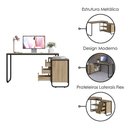 Ver imagem 4 de Escrivaninha de Canto 3 Gavetas P1063 Oak Preto Pp Milani Store