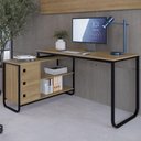 Ver imagem 2 de Escrivaninha de Canto 3 Gavetas P1063 Oak Preto Pp Milani Store