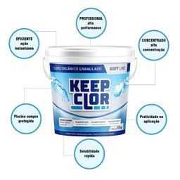Kit para Piscina 1 Cloro Soft Line 10kg Organico Algicida 1l Clarificante 1l Keep - 3