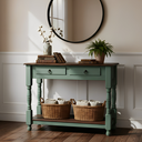 Ver imagem 1 de Aparador Mirabel com 2 Gavetas Verde Kalle Laca com Castanho Envelhecido