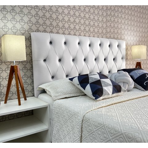 Cabeceira Cama Queen Capitonê Luna Corano Branco 120 Rbl