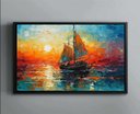 Ver imagem 4 de Quadro Decorativo Abstrato Canvas com Moldura Filete Barco Oceano Salas Gg