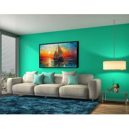 Quadro Decorativo Abstrato Canvas com Moldura Filete Barco Oceano Salas Gg - 2