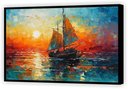 Ver imagem 5 de Quadro Decorativo Abstrato Canvas com Moldura Filete Barco Oceano Salas Gg