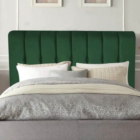 Cabeceira Estofada Kiara 195cm King Size para Cama Box Quarto Suede Verde - Ahazzo Móveis