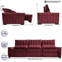 Ver imagem 2 de Sofá Retrátil e Reclinável 4,15m Cama inBox Big Star com SoftGel D40 Velupluma Vinho