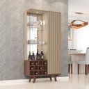 Ver imagem 2 de Cristaleira Elba Sala de Estar Pés de Madeira Maciça e Adega Fendi/Carvalho