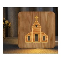 Luminária de Mesa Abajur Led Lotus Decor Lumi03 Igreja Pinus - 1