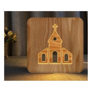 Luminária de Mesa Abajur Led Lotus Decor Lumi03 Igreja Pinus