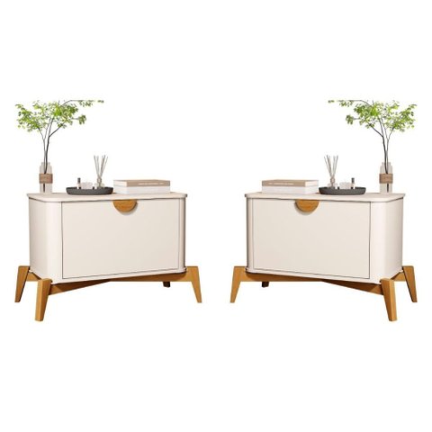Conjunto Mesa de Cabeceira San Marino Off White