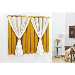 Cortina 3.00x2.60m Malha e Voal com Ilhos - Mostarda - 1