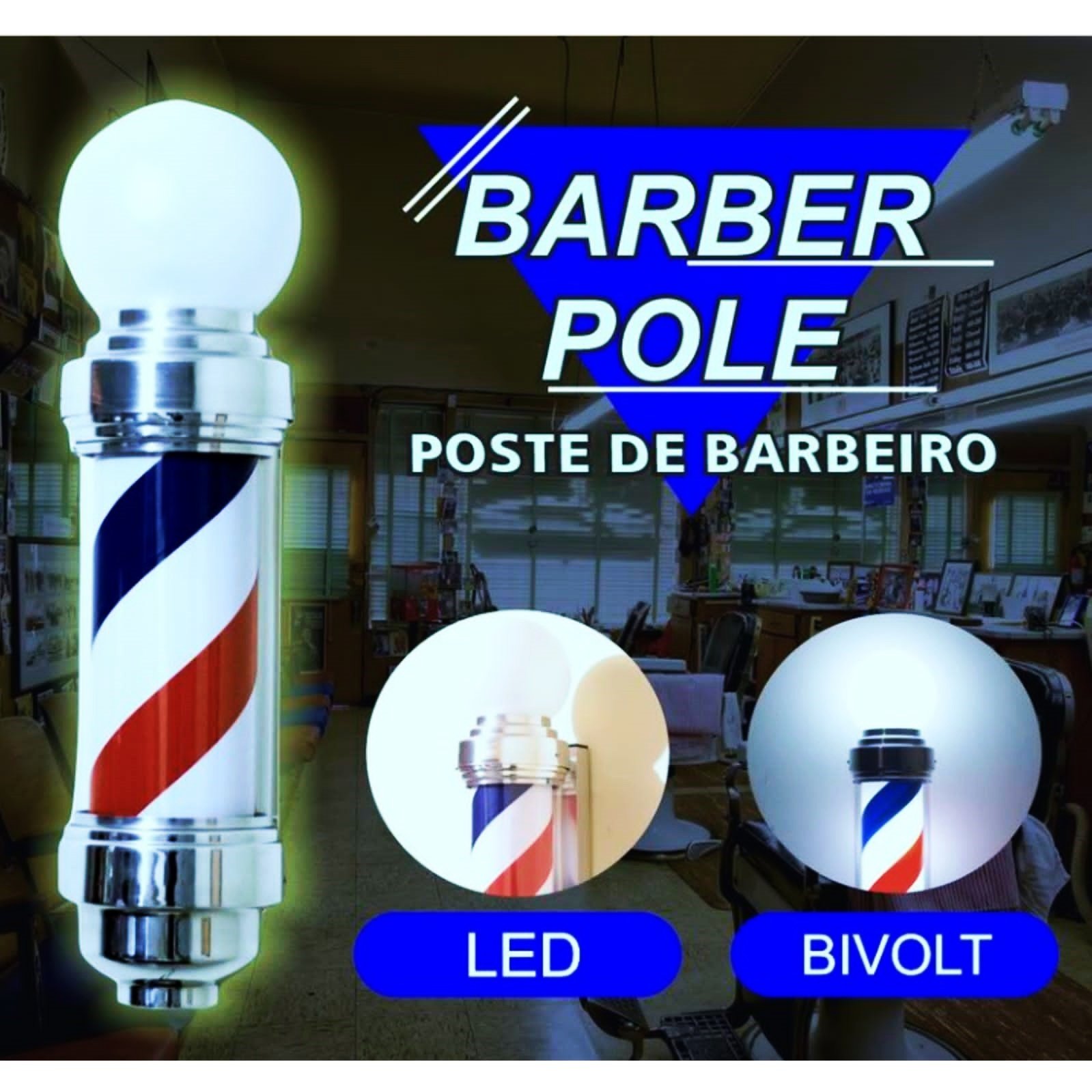 Barber Pole Giratório 60cm Bivolt + Barber Mini 30cm Promo. - 7