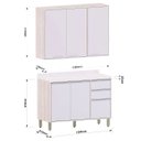 Ver imagem 4 de Kit Armário Aéreo e Balcão de Cozinha 120 Cm 3 Portas Atenas Cinza Cristal