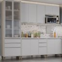 Ver imagem 5 de Kit Armário Aéreo e Balcão de Cozinha 120 Cm 3 Portas Atenas Cinza Cristal