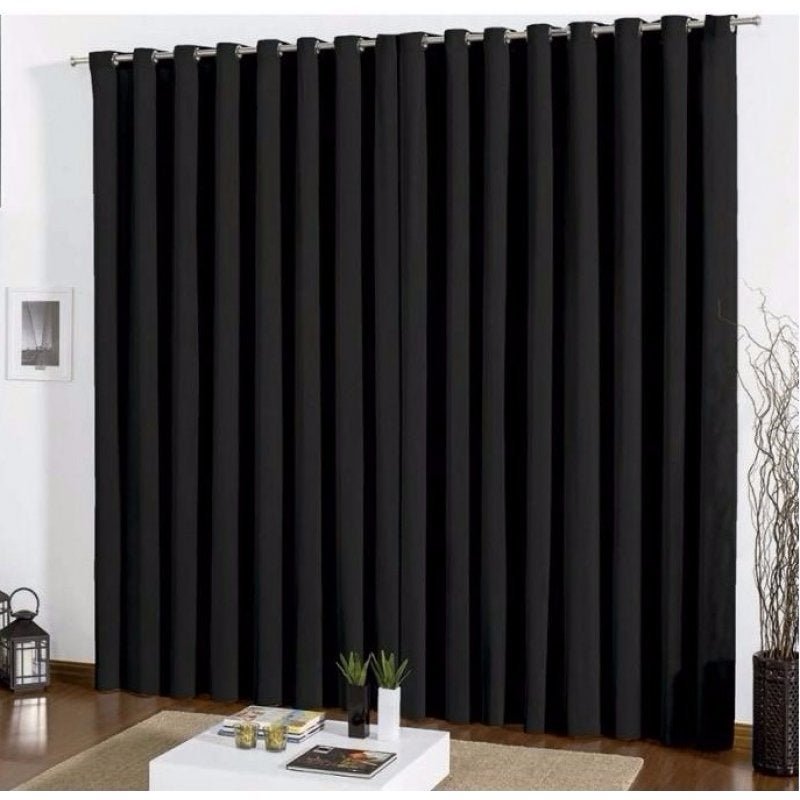 Cortina Blackout Tecido 2,00x1,80 Bloqueia 100% da Luz - Preto - 2