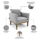 Ver imagem 3 de Poltrona Base Madeira Castanho Kit 2 Maressa Suede Cinza - Ibiza