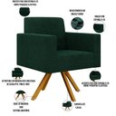 Ver imagem 4 de Kit 02 Poltronas Giratórias Sala de Estar Base de Madeira Helô L02 Bouclê Verde - Lyam Decor
