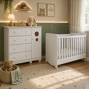 Ver imagem 1 de Kit Berço e Cômoda Peroba Bolinha Cor Branco Quarto Infantil