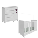 Ver mais imagens de Kit Berço e Cômoda Peroba Bolinha Cor Branco Quarto Infantil