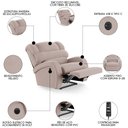 Ver imagem 3 de Poltrona do Papai Reclinável Kalie Power Elétrica Massagem Fh9 Veludo Rosê - Mpozenato